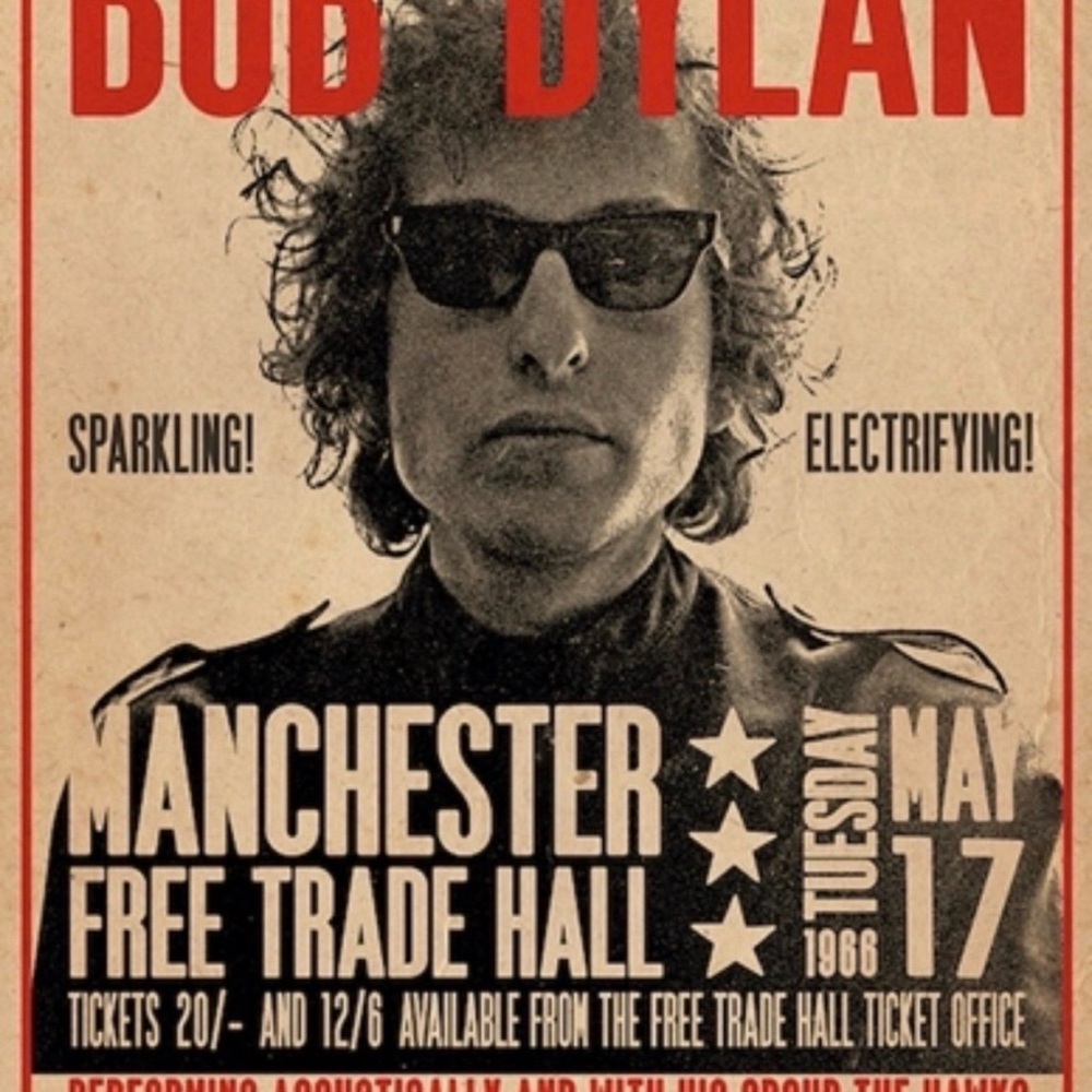 Bob Dylan Manchester Free Trade Concert Poster Aprox Size 24x36 Inches Only